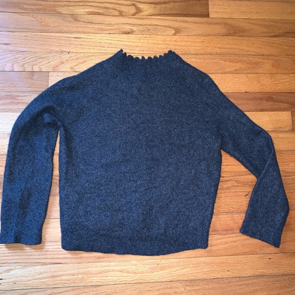 Zadig & Voltaire Wool Scallop Neck Sweater Grey Small - Picture 4 of 5